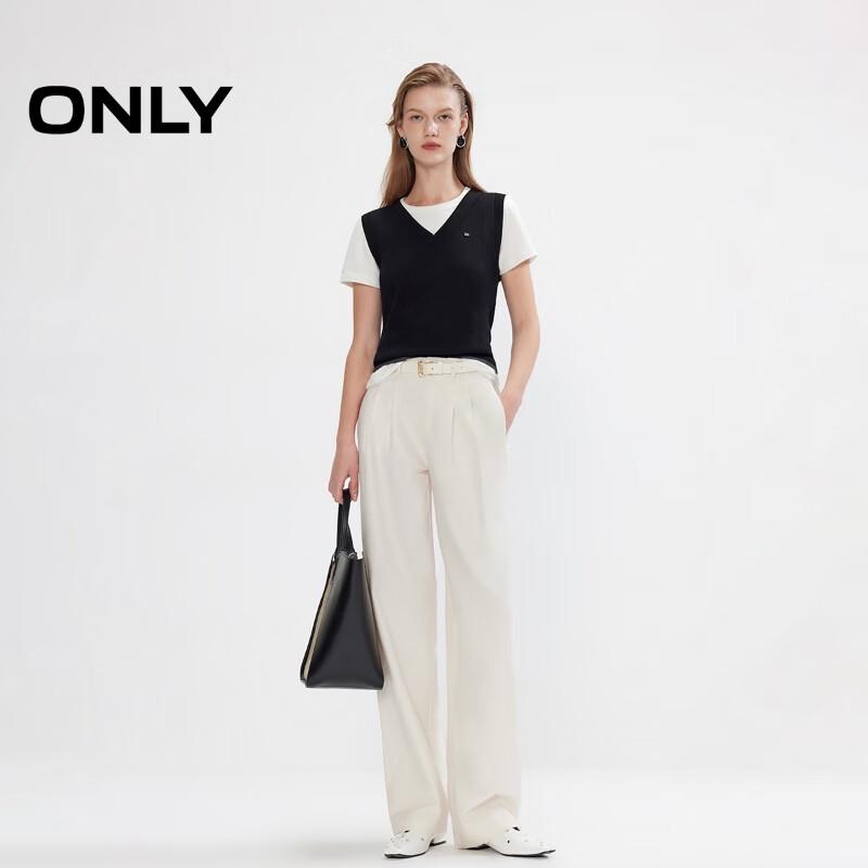 ONLY Women's V-Neck Contrast Trim Knit Vest