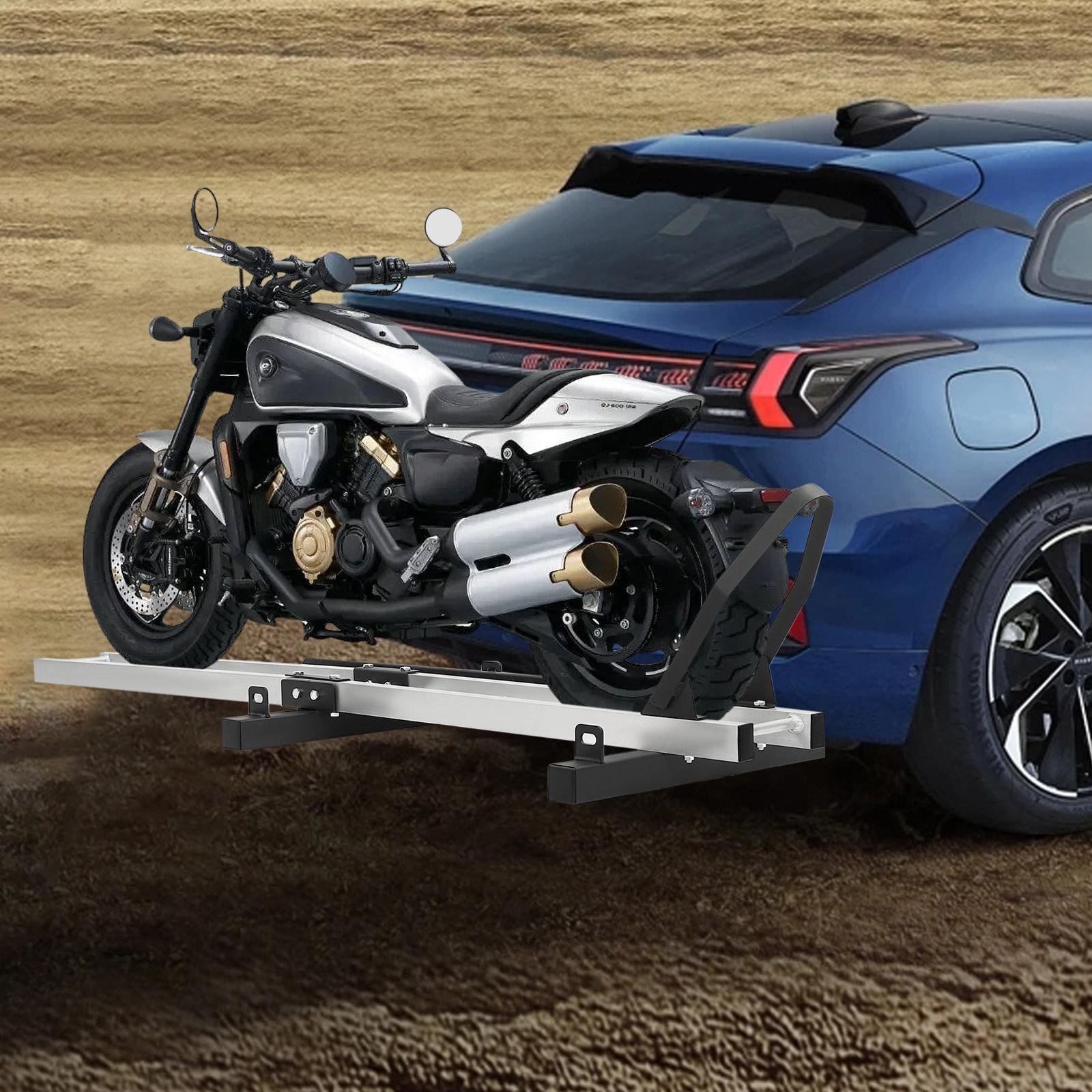 

Алюминиевый прицеп-платформа для мотоцикла с пандусом и фиксатором, грузоподъемность 400 фунтов для питбайков, перевозчик для приключений - Максимальная ширина шины 4 дюйма чёрный