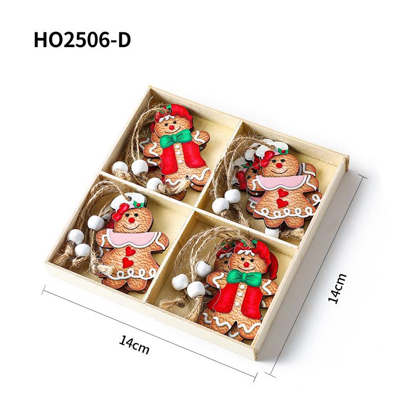 Wooden Gingerbread Man Christmas Tree Ornaments - Hanging Decorations for Home