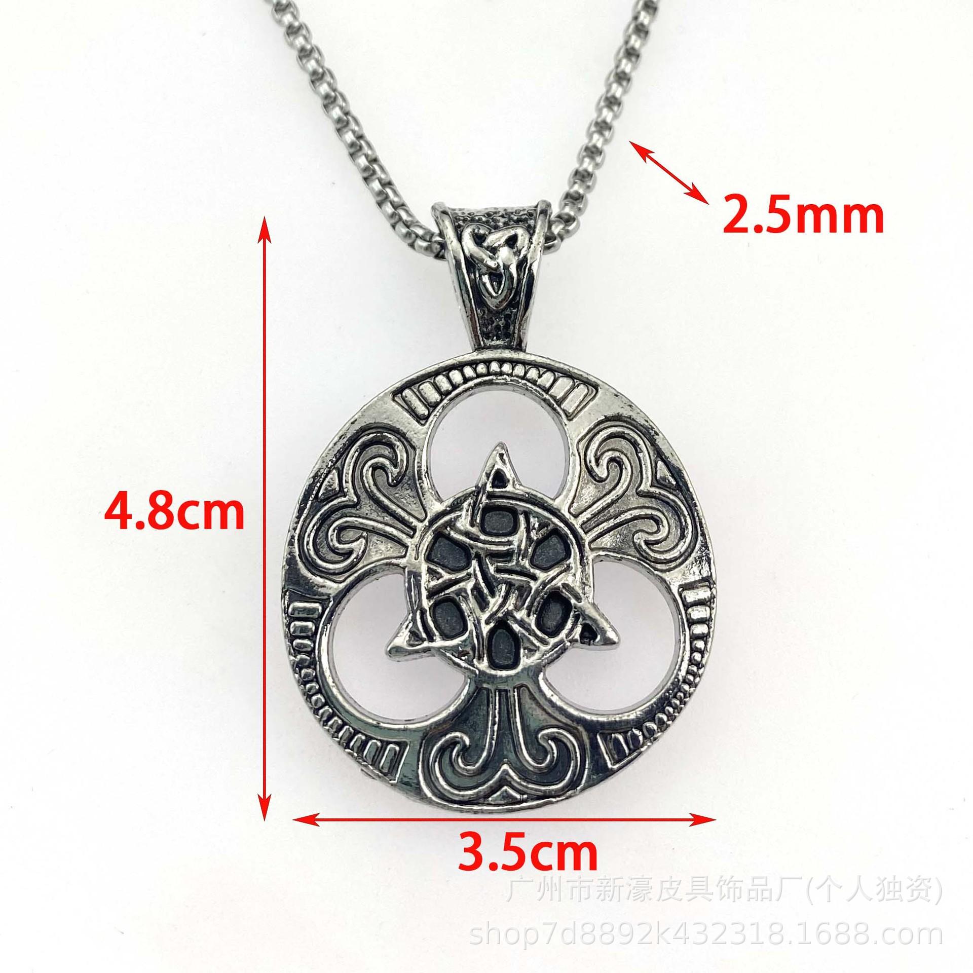 

Винтажный модный мужской золотой панк ирландский концентрический узел круглый бирка кулон ожерелье свитер цепь аксессуары