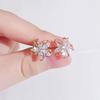 Women' & Suitable for 2pcs Golden-Toned Five-Petal Flower Earrings with Cubic Synthetic Cubic Zirconiaia - Five-Petal Flower Stud Earrings