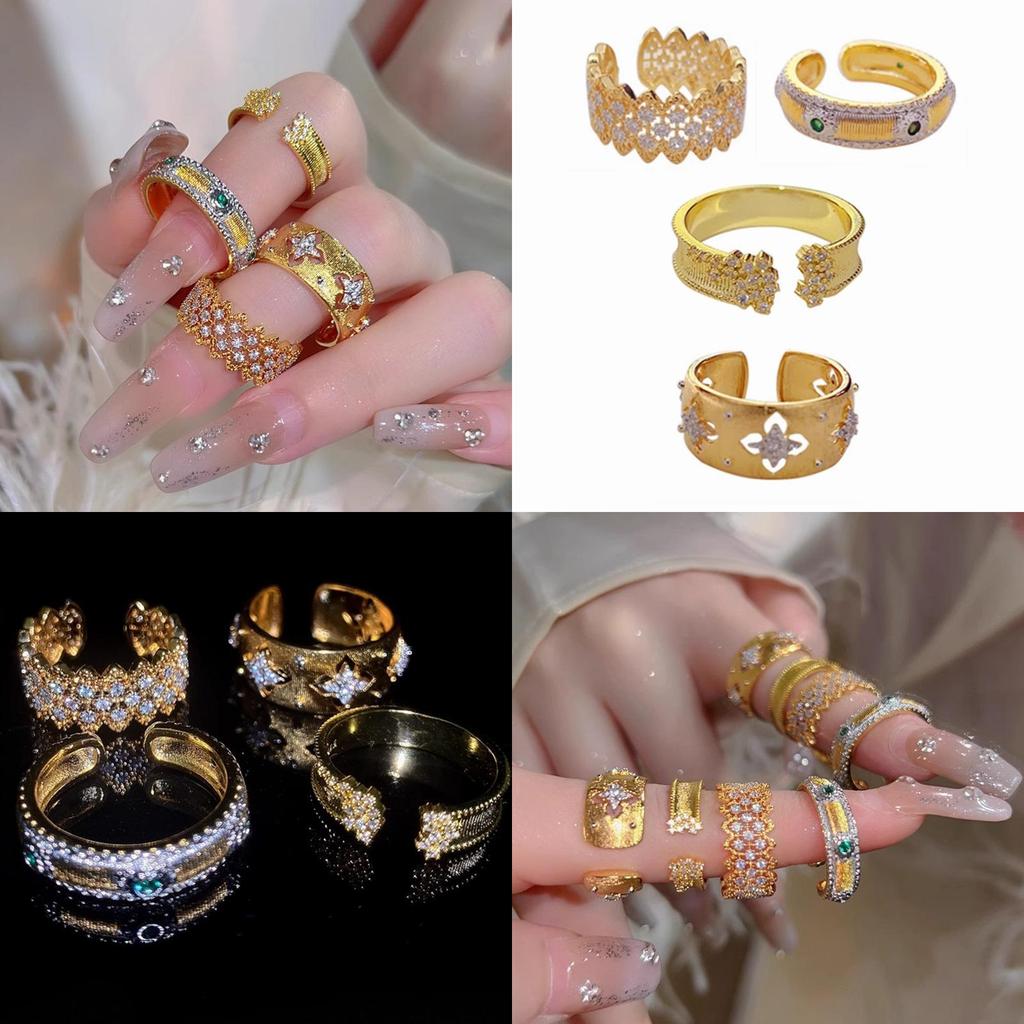 High-end Fashion Copper Ring For Women Featuring Luxurious Gold Plating And Dazzling Diamond Design