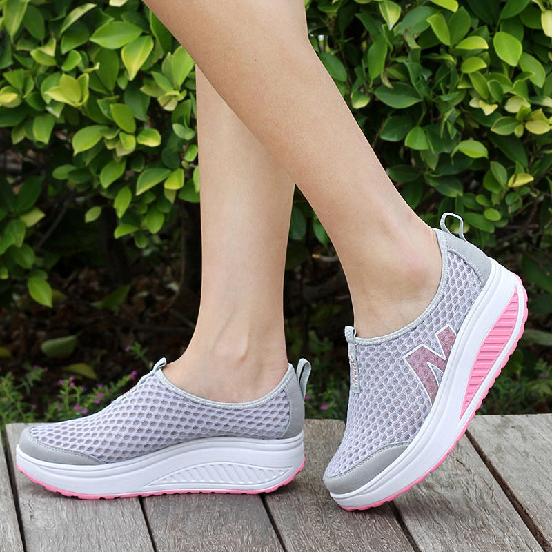 New summer foot cover women's net shoes rocking shoes women's sports and leisure shoes mesh breathable women's shoes thick-soled muffin shoes