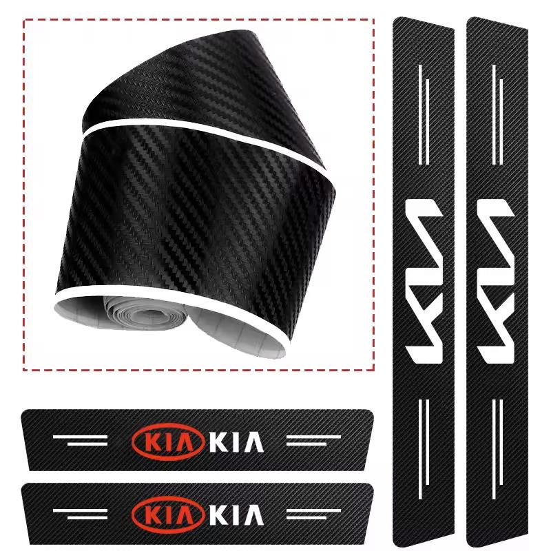 For Kia Morning Picanto Cerato Venga Cadenza K9 Seltos Tellurid Car Stickers Anti Scratch Door Sill Strip Carbon Fiber Threshold