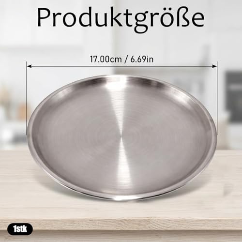 Katzennapf Edelstahl Flach 17cm – Non-Slip Cat Plate with Silicone Ring, Whisker-Friendly Design, Stackable for Cats & Small Dogs