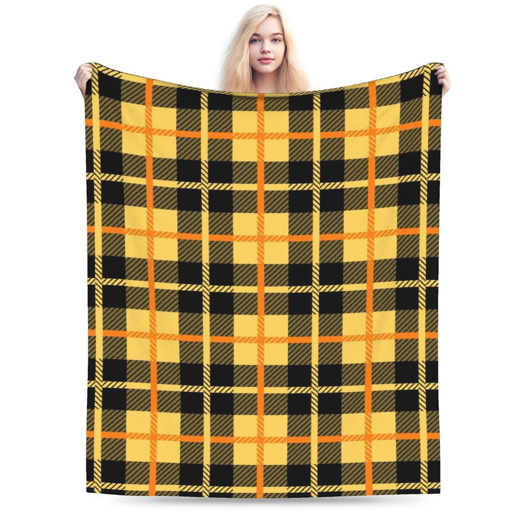 Soft Blanket Girls Boys Picnic Yellow Tartan Throw Blanket  Flannel Bedspread For Home Decor Novelty Sofa Bed Cover
