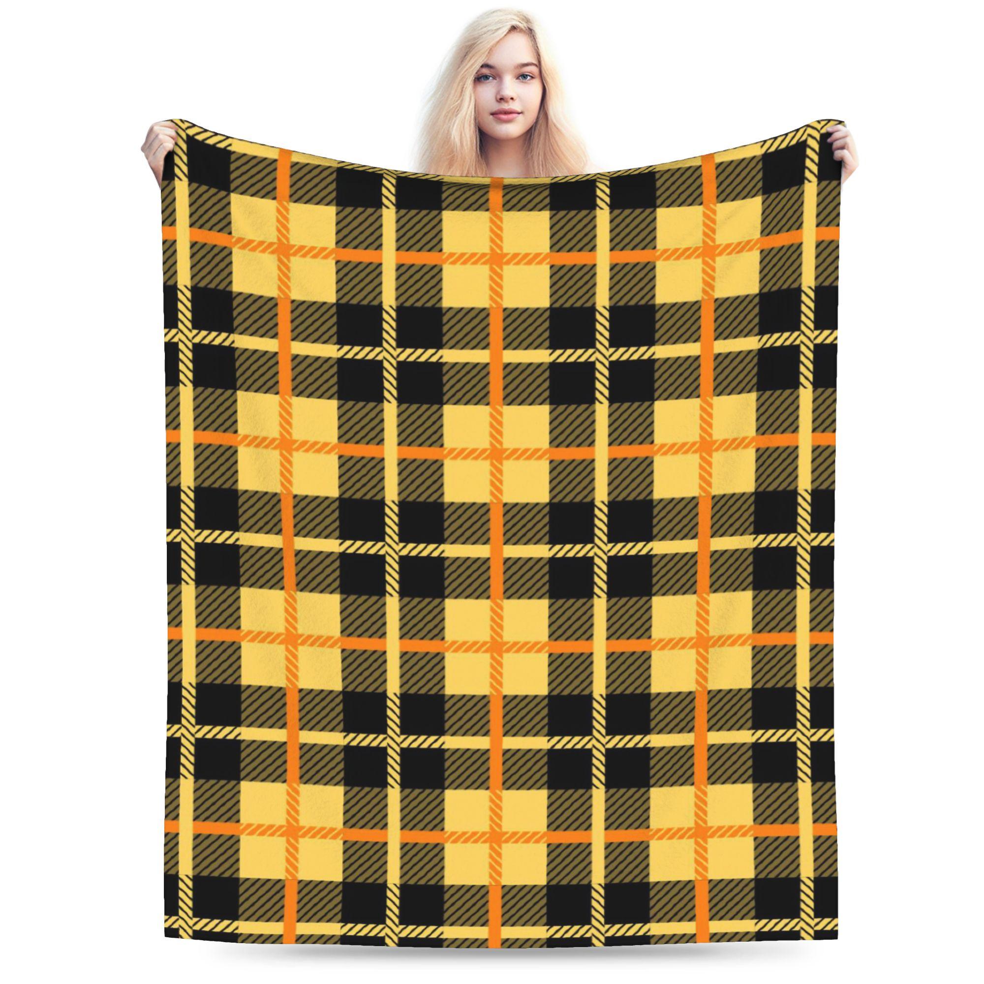 

Yellow Tartan Blankets Warm Soft Print Plush Bedding Throws For Child Home Decor Flannel Bedspread Bed Cover 75x90cm