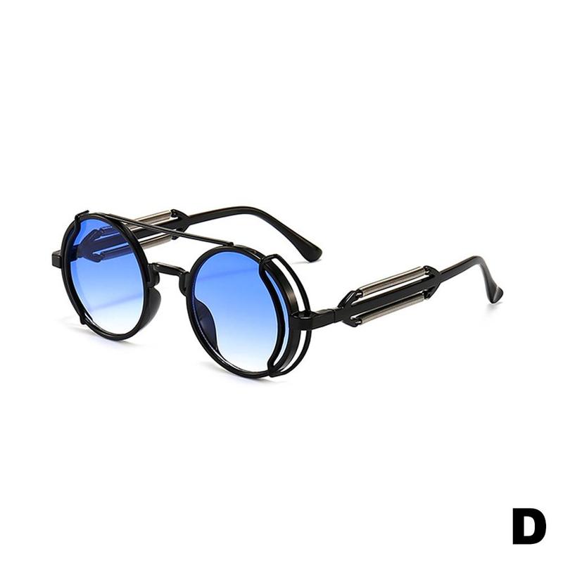 Round Frame Punk Sunglasses Retro Avant-garde Trend European/American And Hollow Men Colorful S B4W8