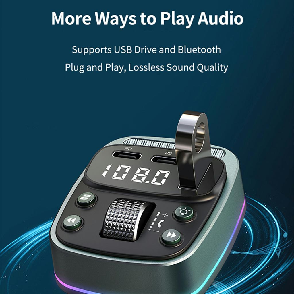 GZ08 Car BT MP3 Player with Car Charger Fast Charging Digital Display Voltage Lossless Audio Quality