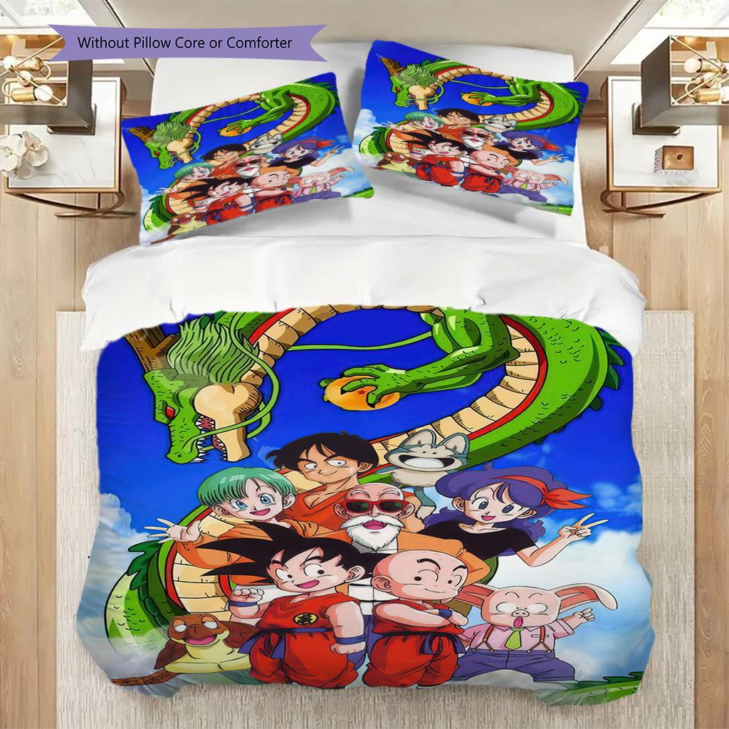 1PC Dragon Ball Pattern Bedding Quilt Set Quilt Cover Pillowcase Home Decoration Birthday Gift (1 * Duvet Cover + 2 * Pillowcase, Without Core)