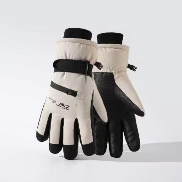 Customized Ski Gloves for Women's Outdoor Riding, Piled and Thickened, Non-slip, Anti-splashing, Windproof Sports, Warm Hands