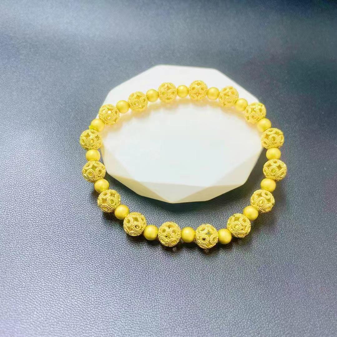 

Golden Ethnic Handmade Vintage Woven Bracelet with Beads for Men and Women