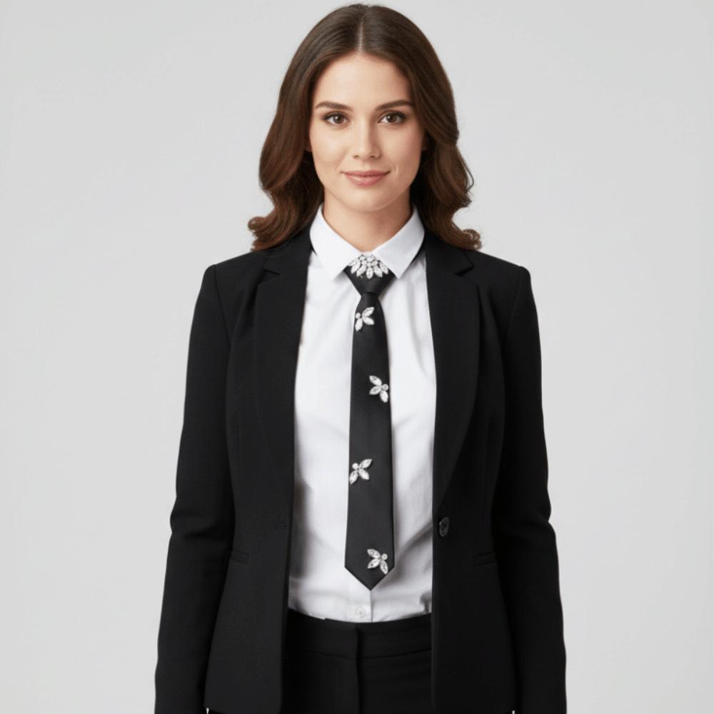 Korean Style Rhinestones Tie Academic Style Decoration Shirt Tie Temperament Long Necktie Women