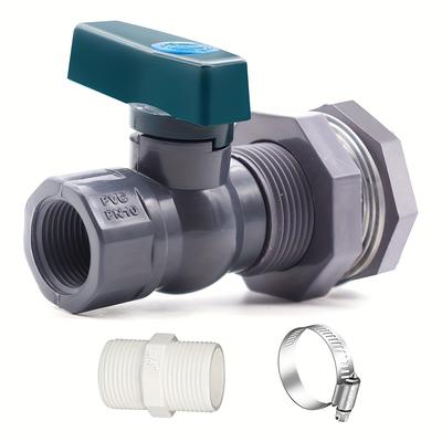 1pc, PVC Spigot Kit Rain Barrel Faucet Kit 3/4 Inch Rain Barrel Valve With Bulkhead Fitting Adapter