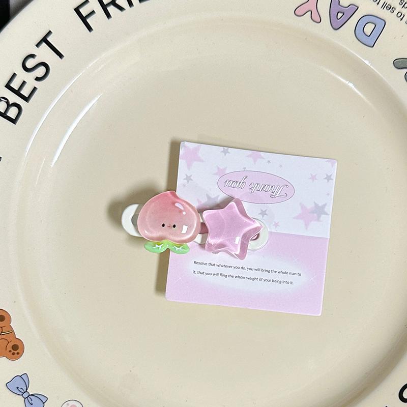 

Kawaii Pink Star Peach Clubberry Hairpin Sweet Girls Bang Clip Side Clip Women Hair Accessories Peach