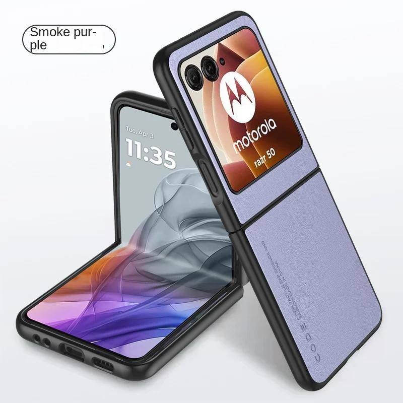 

Роскошный чехол из премиальной кожи для Motorola Razr 50 Ultra Moto Razr50 50Ultra 2025 Razr40 2025 Ударопрочный чехол для телефона из твердого пластика Moto Razr 40 Ultra фиолетовый