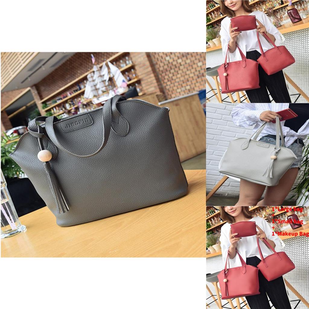 Damski Zestaw Portfeli ze Skóry PU z Paskiem na Ramię i Kosmetyczką do Codziennego Użytku