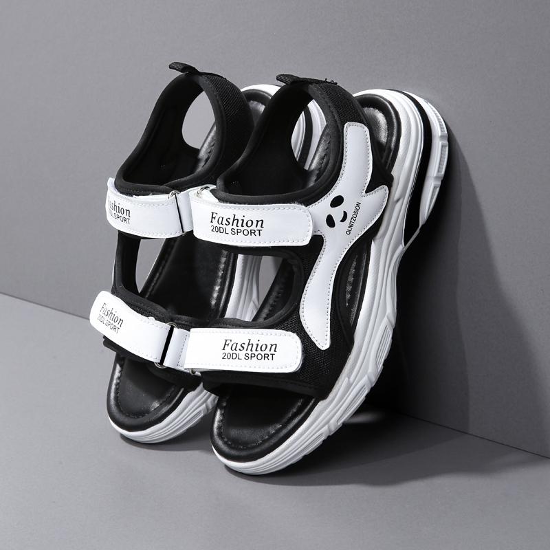 Taoffen Sommerliche Freizeitsandalen für Damen Atmungsaktive Canvas Klettverschluss Zehenfrei Sandalen Leicht Weich Pendeln Dicke Sohle Damenschuhe