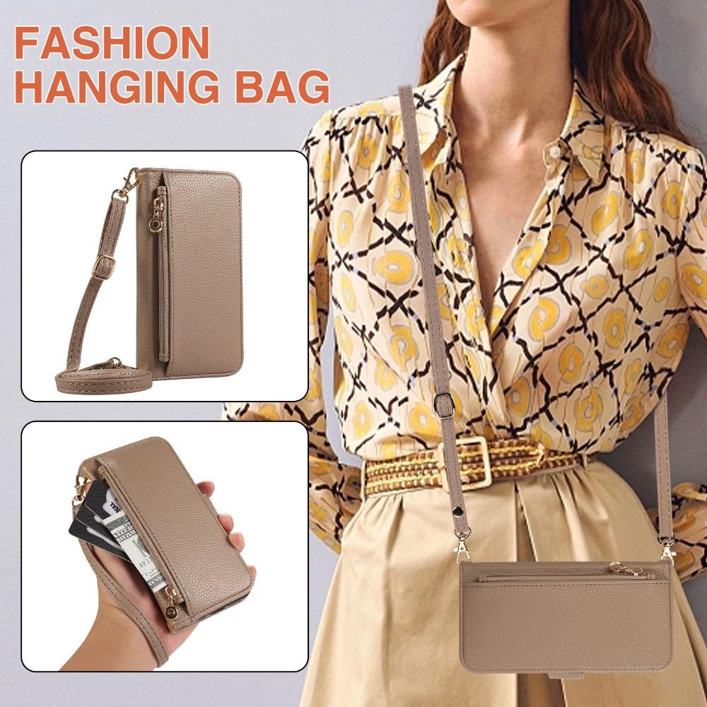 Crossbody Zipper Wallet with Card Holder Phone Case for IPhone 16 15 14 11 Pro Max XS X XR 7 8 Plus 13 12 Mini Se4 Leather Cover