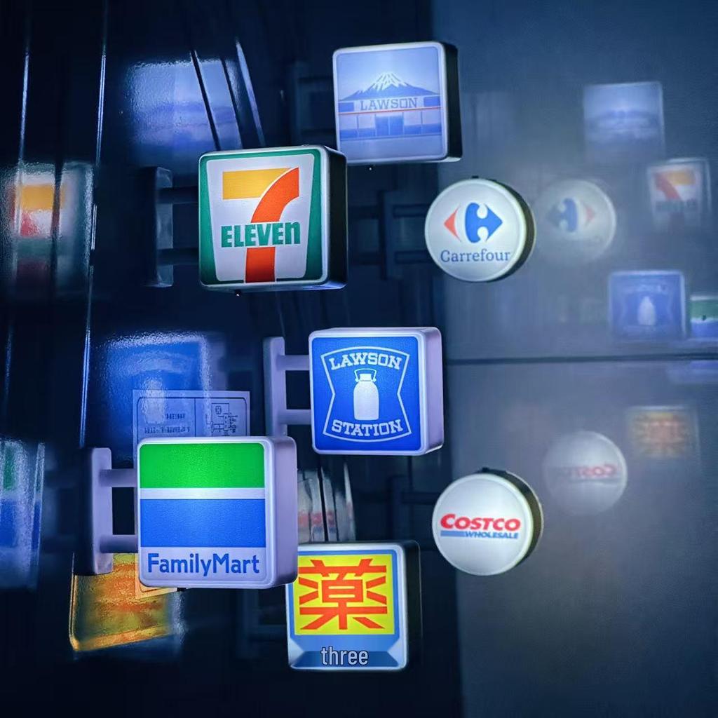 Japan LED Mini Light Box Refrigerator Magnet - 711, Family Mart, Lawson, Coffee, Beer, and Subway Signs