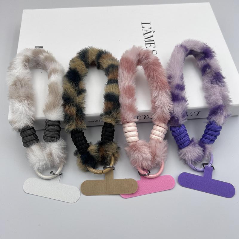 Plush Phone Lanyard Short Multi-Colored Wrist Rope Creative Keychain To Prevent Rope Loss Phone Case Lanyard