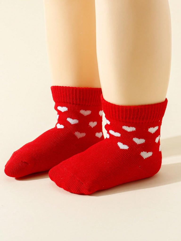 7 Pairs Pack Newborn Girls Soft Cotton Anti-Slip Socks, Fashion Cute Heart Print Short Ankle Socks Gifts for 0-1 Years Baby Girls