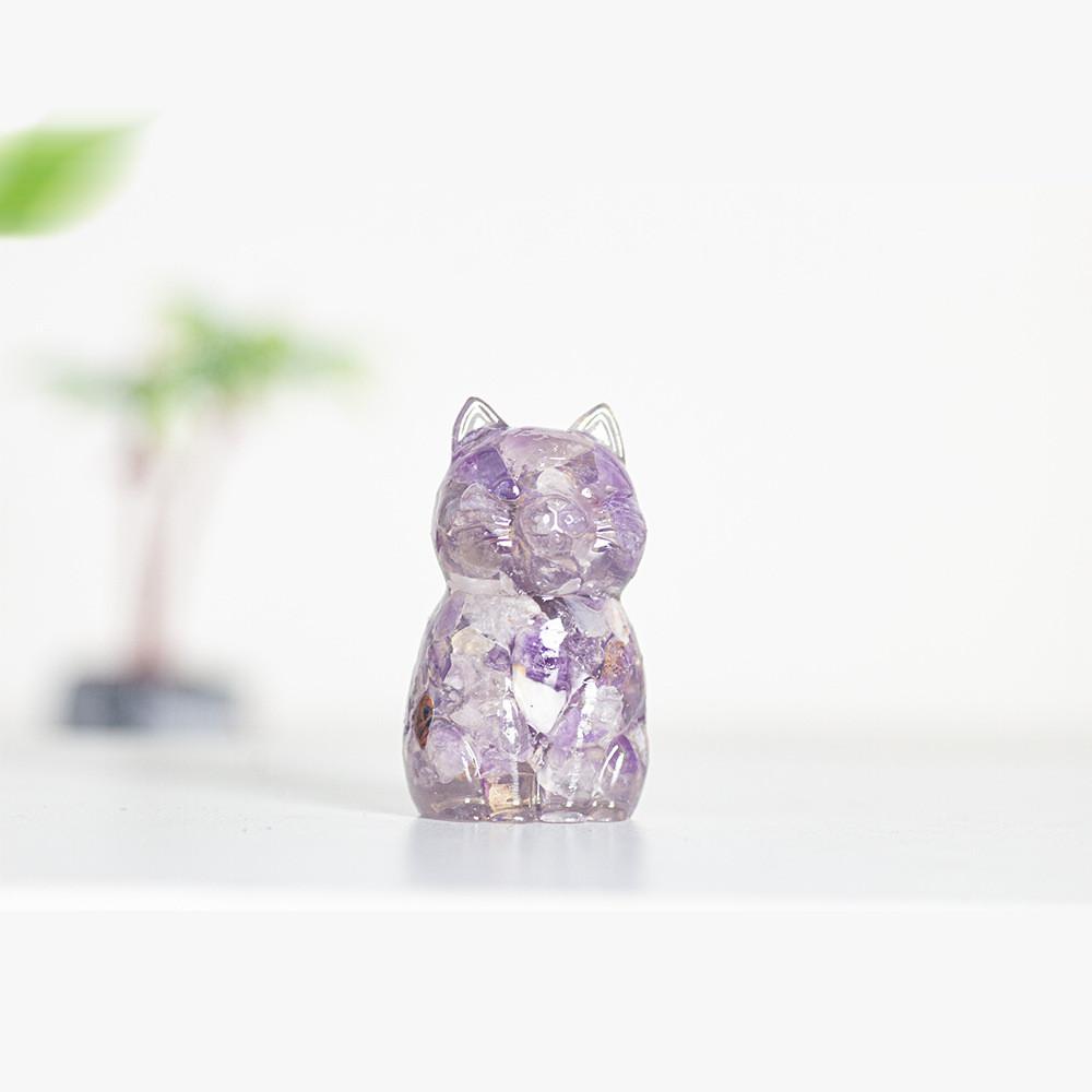 Resin Crystal Cat Figurine With Handmade Resin Art For Home Decor And Gift Giving
