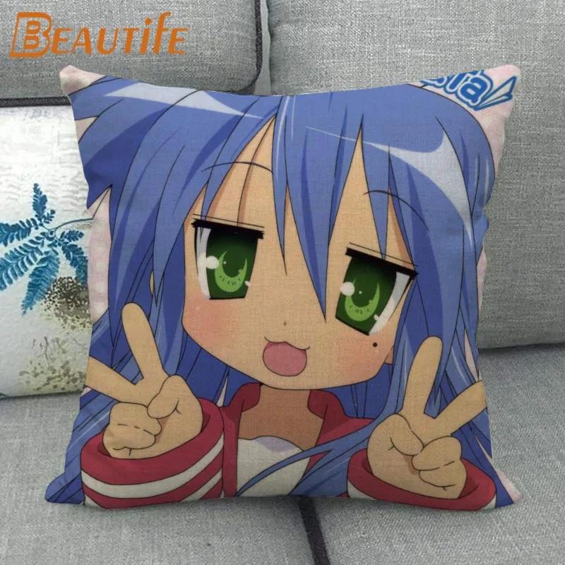 Custom Lucky Star Pillowcase Cartoon Girl Wedding Decorative Cotton Linen Pillow Case for Home Pillow Cover 45X45cm One Side