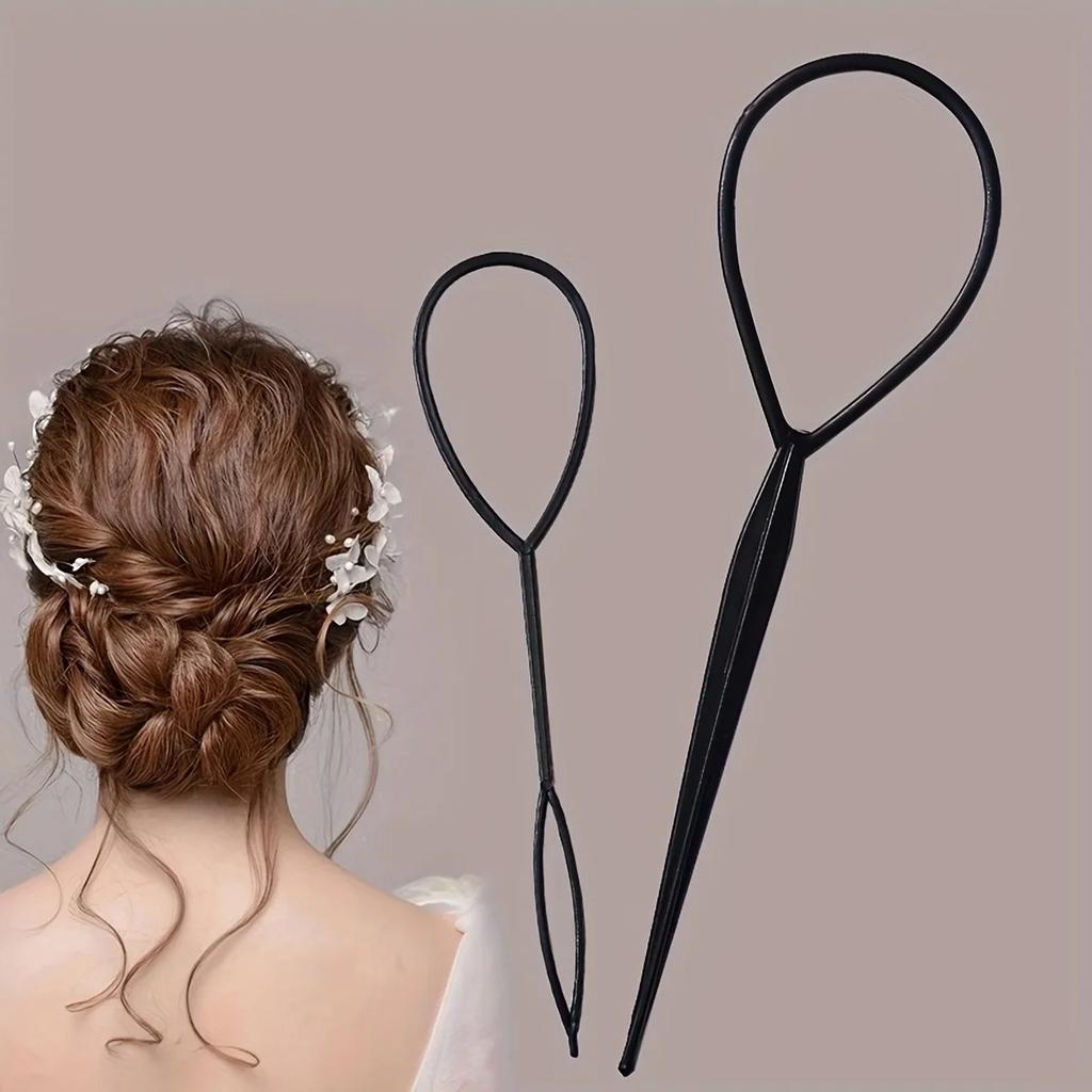 1/2/3Set Plastic Hair Loop Styling Tool Magic Topsy Tail Hair Braid Ponytail Styling Clip for Women Girls Kids Hairstyle Maker