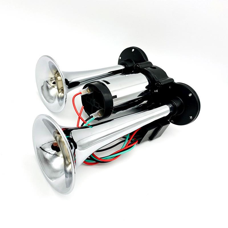 Waterproof Integrated Electric Pump Horn 12V/24V Double Tube Electronic Control Air Horn Universal Truck Automotive Air Horn