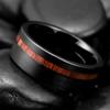 Fashion 8mm Black Men Stainless Steel Rings Black Brushed Koa Wood Rings for Men Women Wedding Engagement Jewelry Birthday Gifts