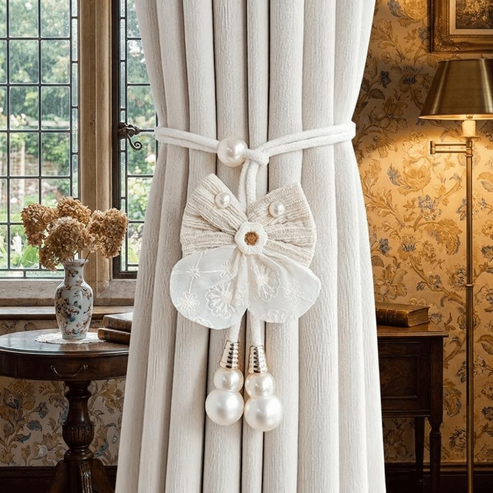 2PCS Romantic Window Curtain Tieback Adjustable Pearl Curtain Buckle Curtain Binding  Living Room