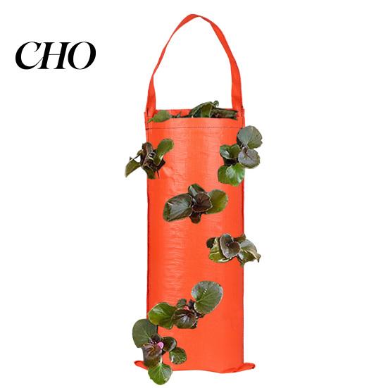 PE Fabric Planter Hanging Strawberry Grow Bag Upside Down Reusable Breathable Plant Rootlet Growth with 4 6 8 10 Planting Holes for Vegetables