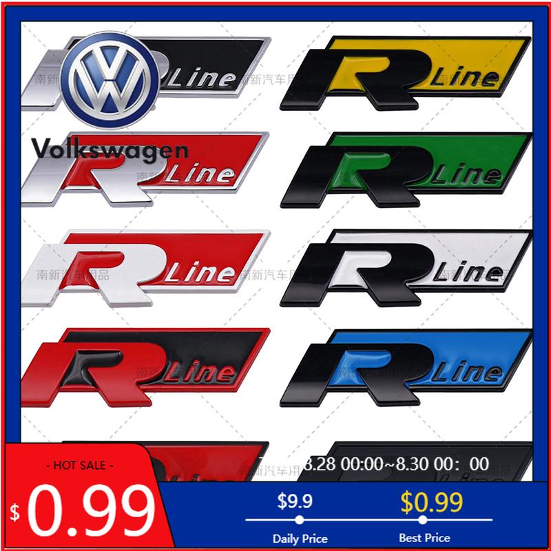 VW 2026 Hot 3D Metal R Line Logo Rline Car Emblem MDKE6 Badge Sticker Trunk Decals For Volkswagen Polo Passat Sagitar Magotan Jetta Be