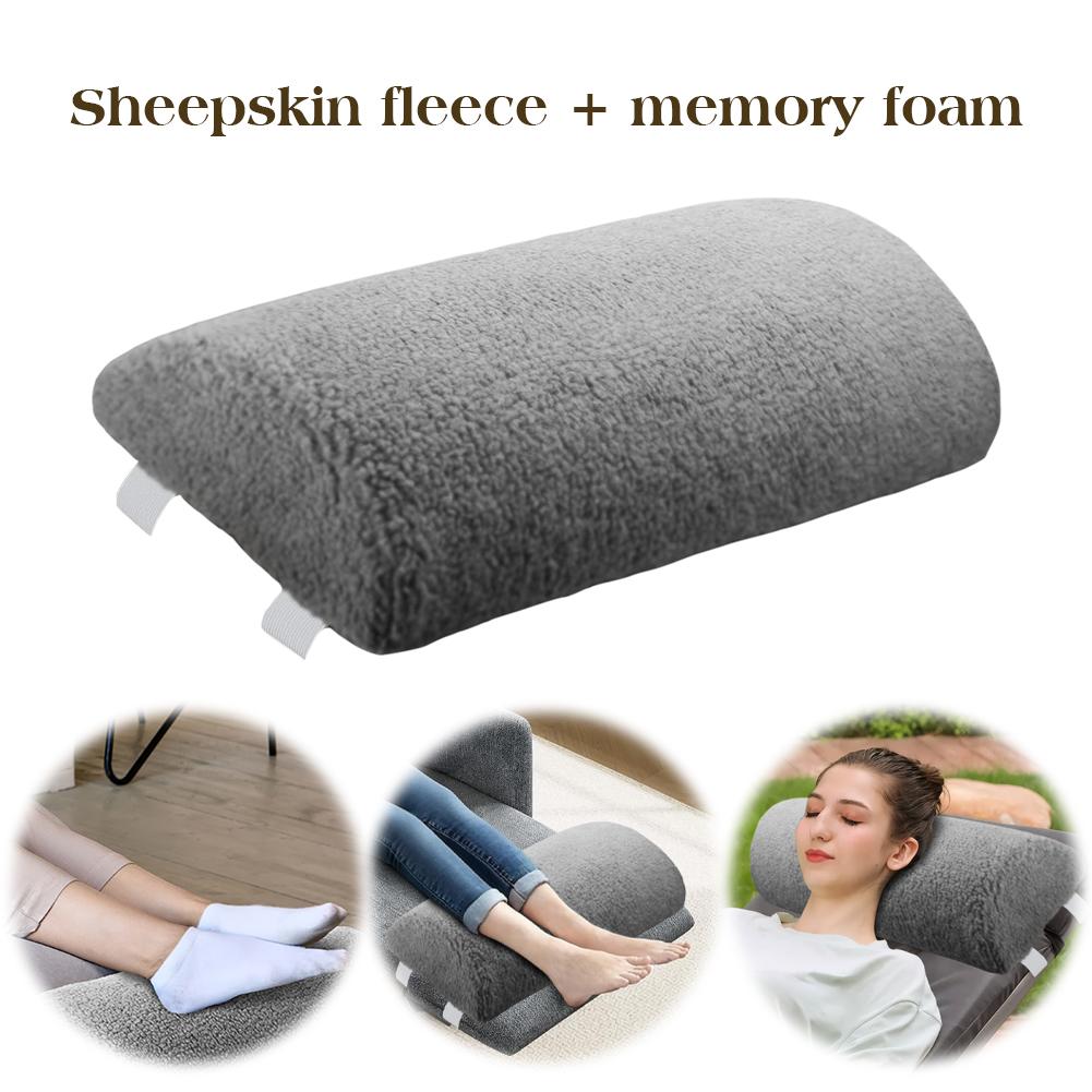 Recliner Foot Cushion with Elastic Strap Ergonomic Footrest Pillow with Sherpa Cover Half Roll Leg Pillow for Ankle Support