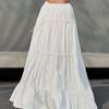 White Midi Skirt Spring Summer 2025 New European and American White Skirt Versatile Casual Cake Skirt Women