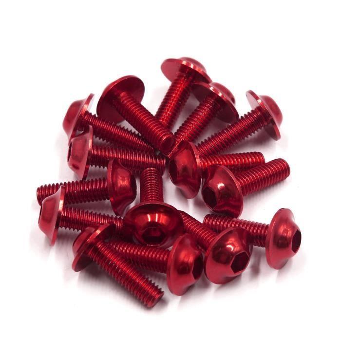 Vis moto - sourcing map - M6x20mm - Lot de 15 - Couleur Rouge - Hexagonale