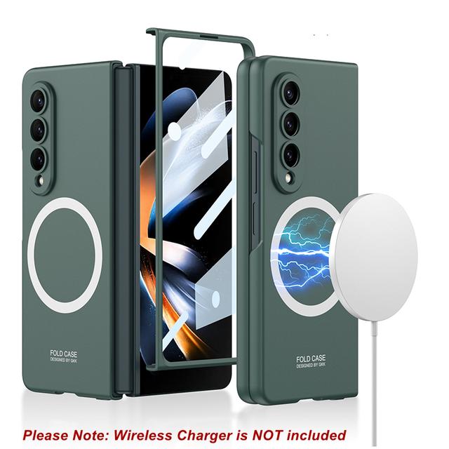 Magnetic Wireless Chargers For Samsung Galaxy Z Fold 4 Case Glass Film Screen Protector Matte Hard Cover