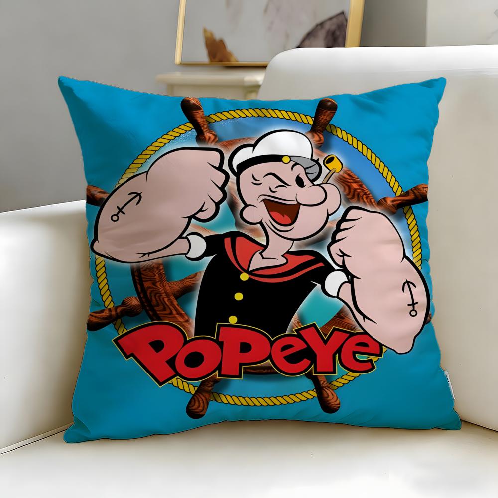 Classic Cartoon Popeye the Sailor Cushion Cover Soft  EasyWash Pillow Case  Versatile for Couch Bed Travel and Office