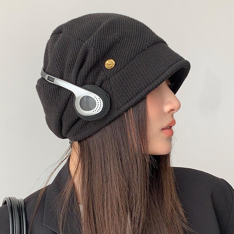 Autumn and Winter Hat Women's Fashion Retro Cold Hat Headband Hat Versatile Warm Pile Hat