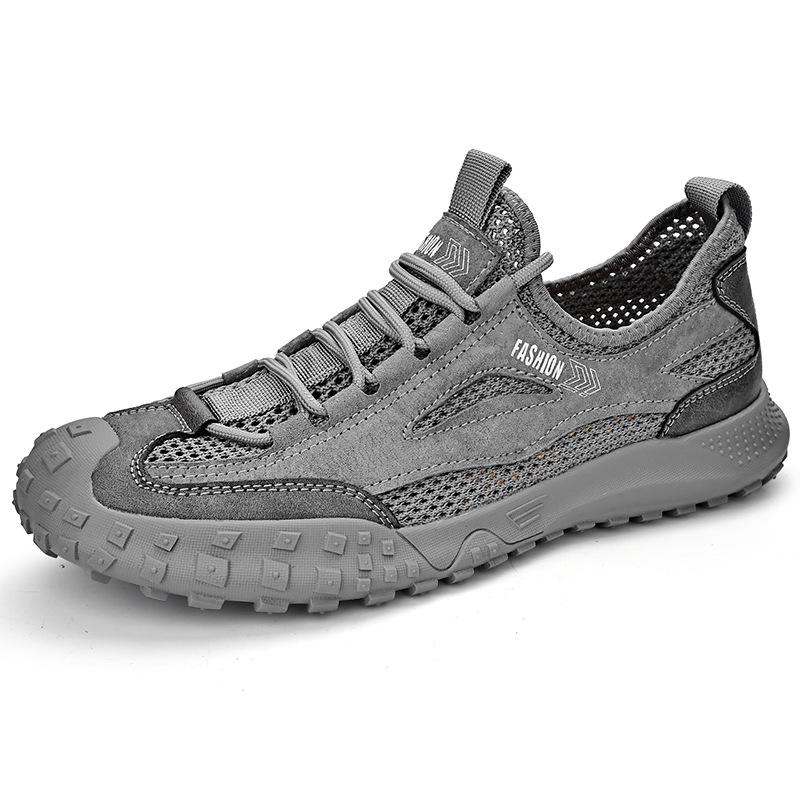 Men s Summer Breathable Leather Mesh Hiking Sneakers 44