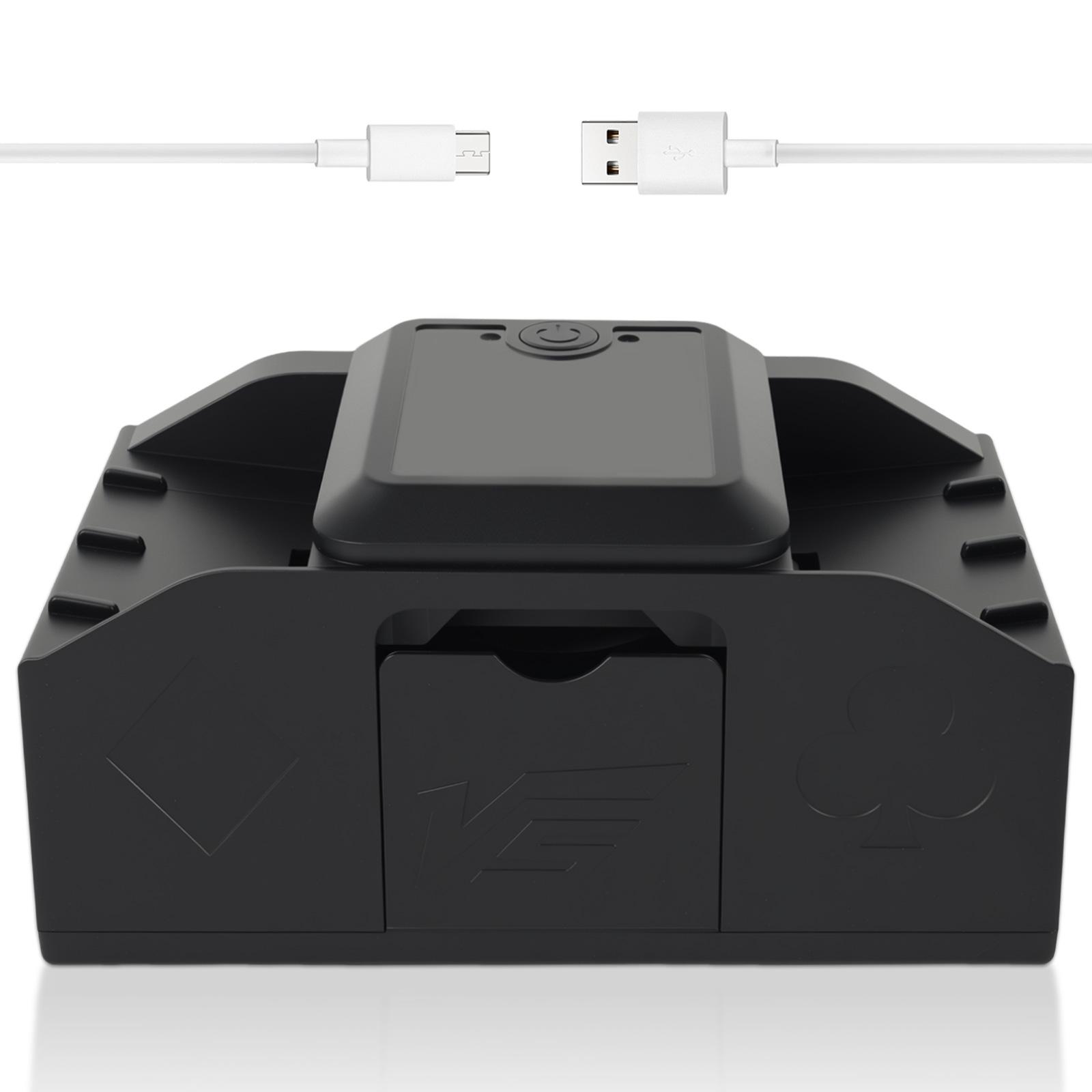 

Автоматическая машинка для тасования игральных карт на 2 колоды, миксер, работающий от USB или батареек, для игр, покера, сортировочная машина, диспенсер для домашних вечеринок, карточных игр чёрный