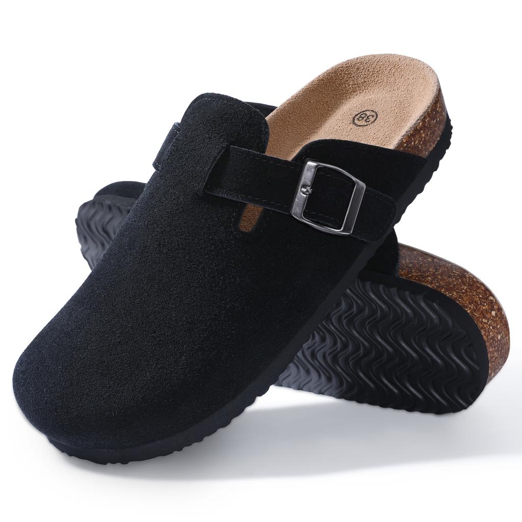 Fashion Smile Summer Women's Suede Soft Leather Hole Shoes For Women Classic Cork Non-Slip Slippers Waterproof Mules Home Sandals Women