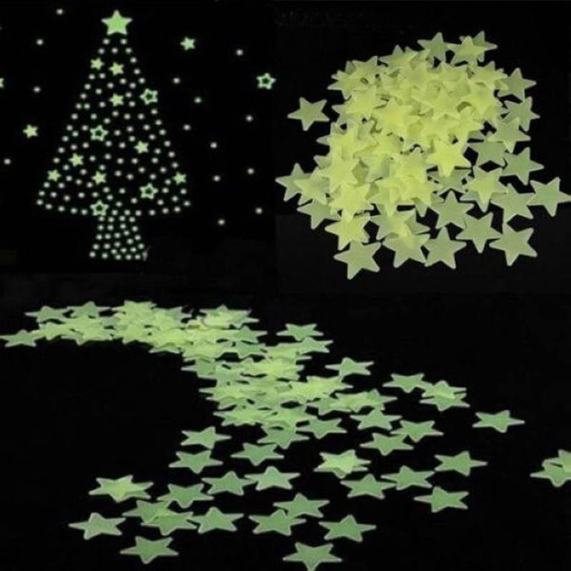 100 PCS Home Wall Glow In The Dark Star Stickers Decal Baby Kids Room