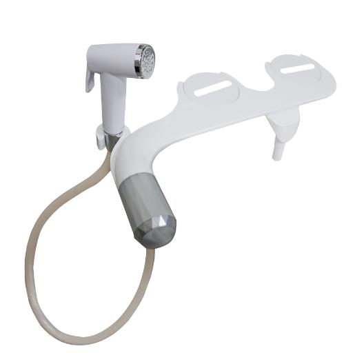 New Arrival Modern Design Dual Nozzles Ultra-Thin Bidet Attachment Sprayer Easy Install Without Electric Cold Water Bidet Holder (White,ABS Plastic) белый