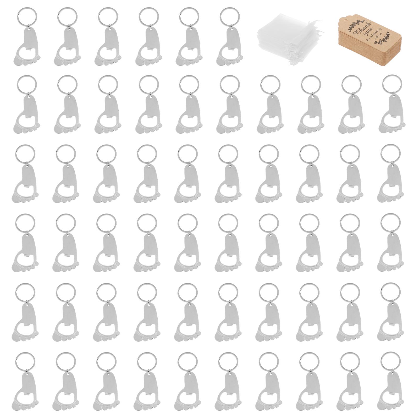 

50Pcs Metal Footprint Bottle Opener with Keychain Beer Cola Opener for Baby Shower Birthday Wedding Party Supplies Favor Gifts