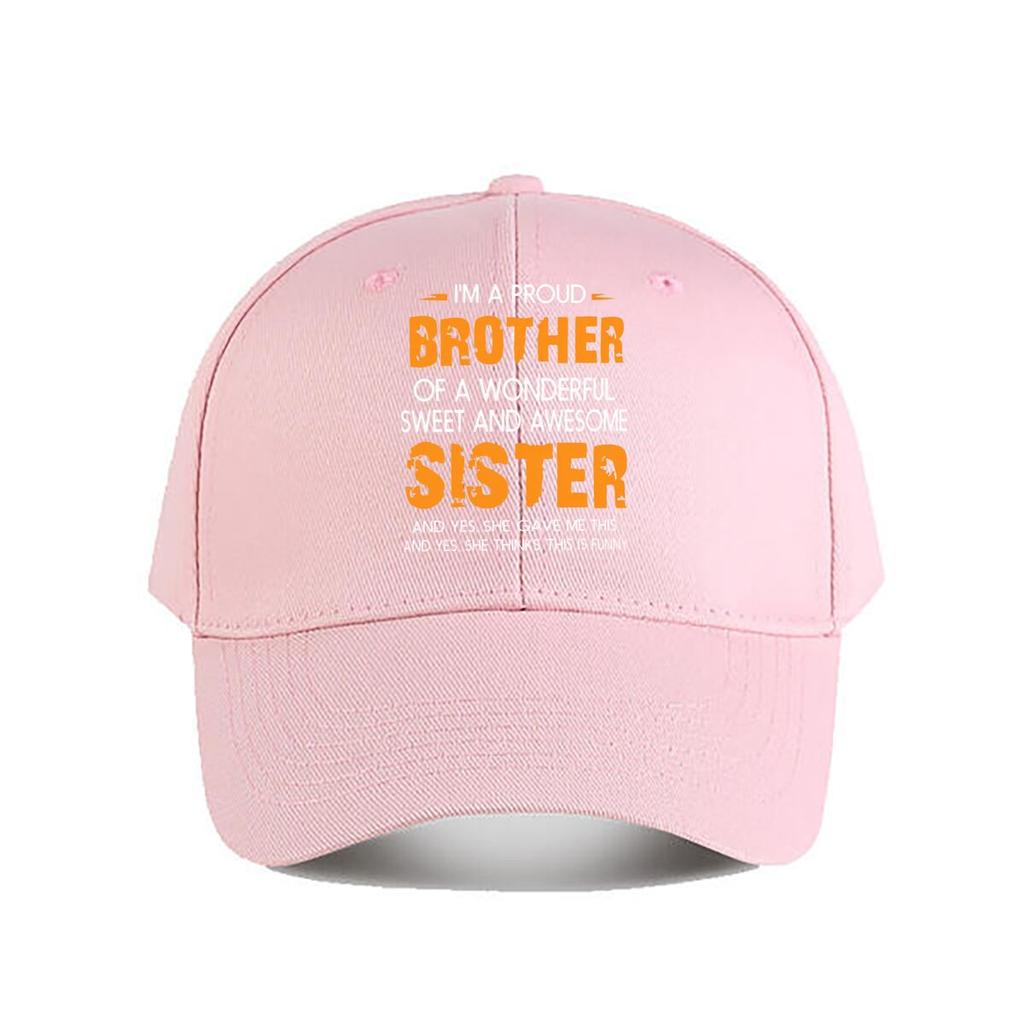 Brother Sister Bold Orange Typography Graphic Baseball Cap Fashion Unisex Sunhat Womens Outdoor Sports