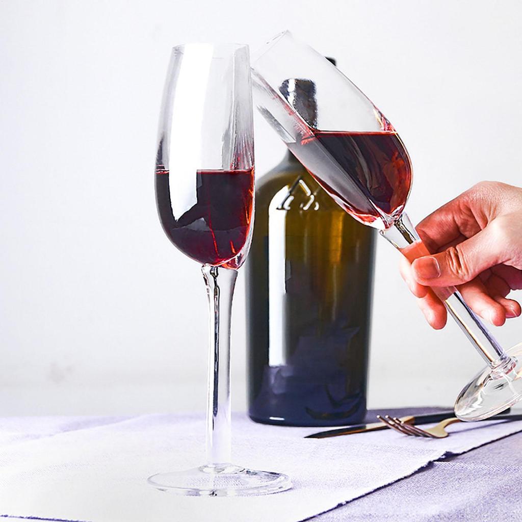 Creative Wine Glass 140ml Half Shape Crystal Glass Cups with Stem Portable Wine Cups for Birthday Party Tableware Christmas Gift