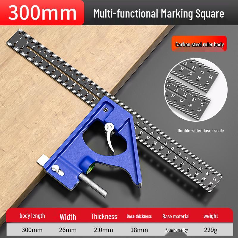 High-Precision Multi-Functional Right Angle Woodworking Square Ruler (90° & 45°)