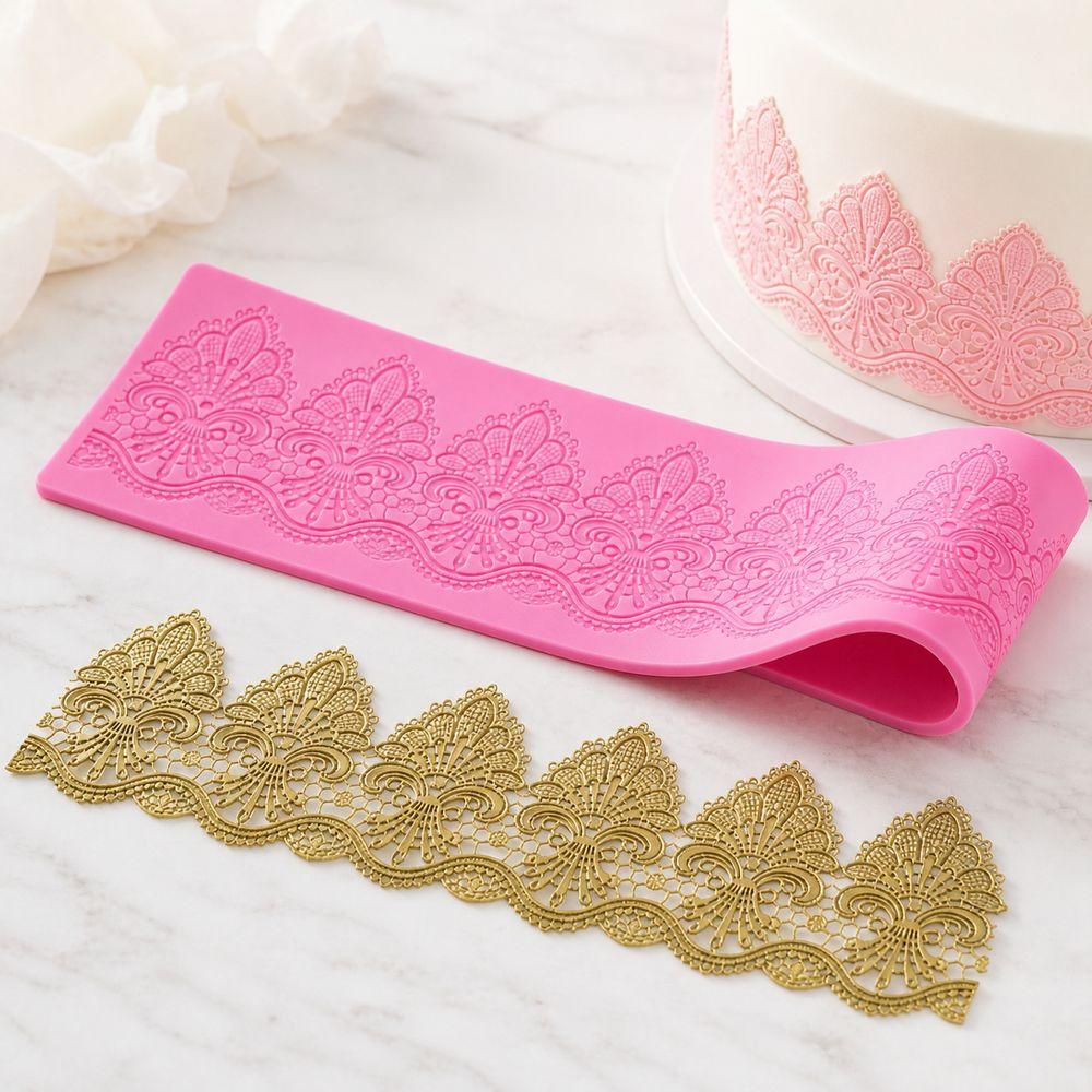 Flexible Floral Border Mold Silicone Fondant Embossing Mat New Cake Lace Mat Fondant Crafting